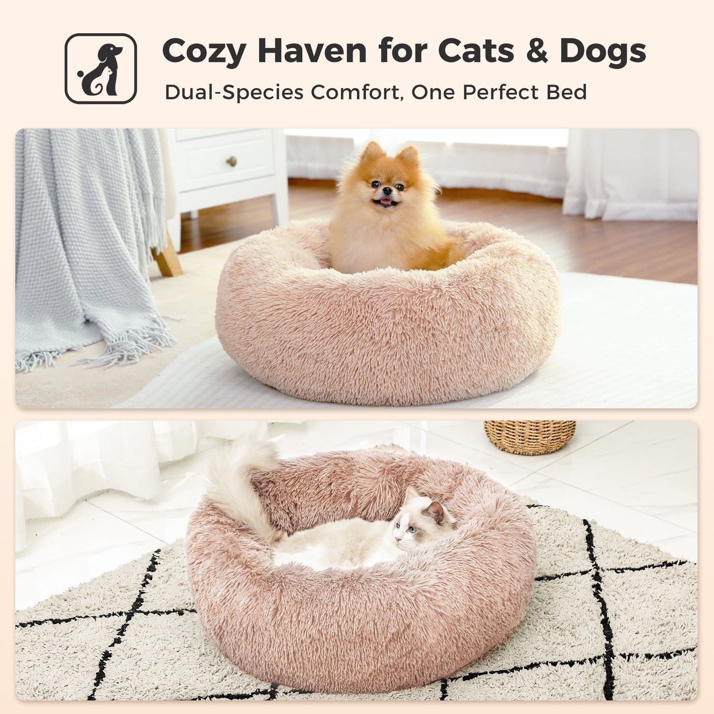 CalmPaw Calming Dog Bed —  Anti-Anxiety Donut Bed for Dogs & Cats